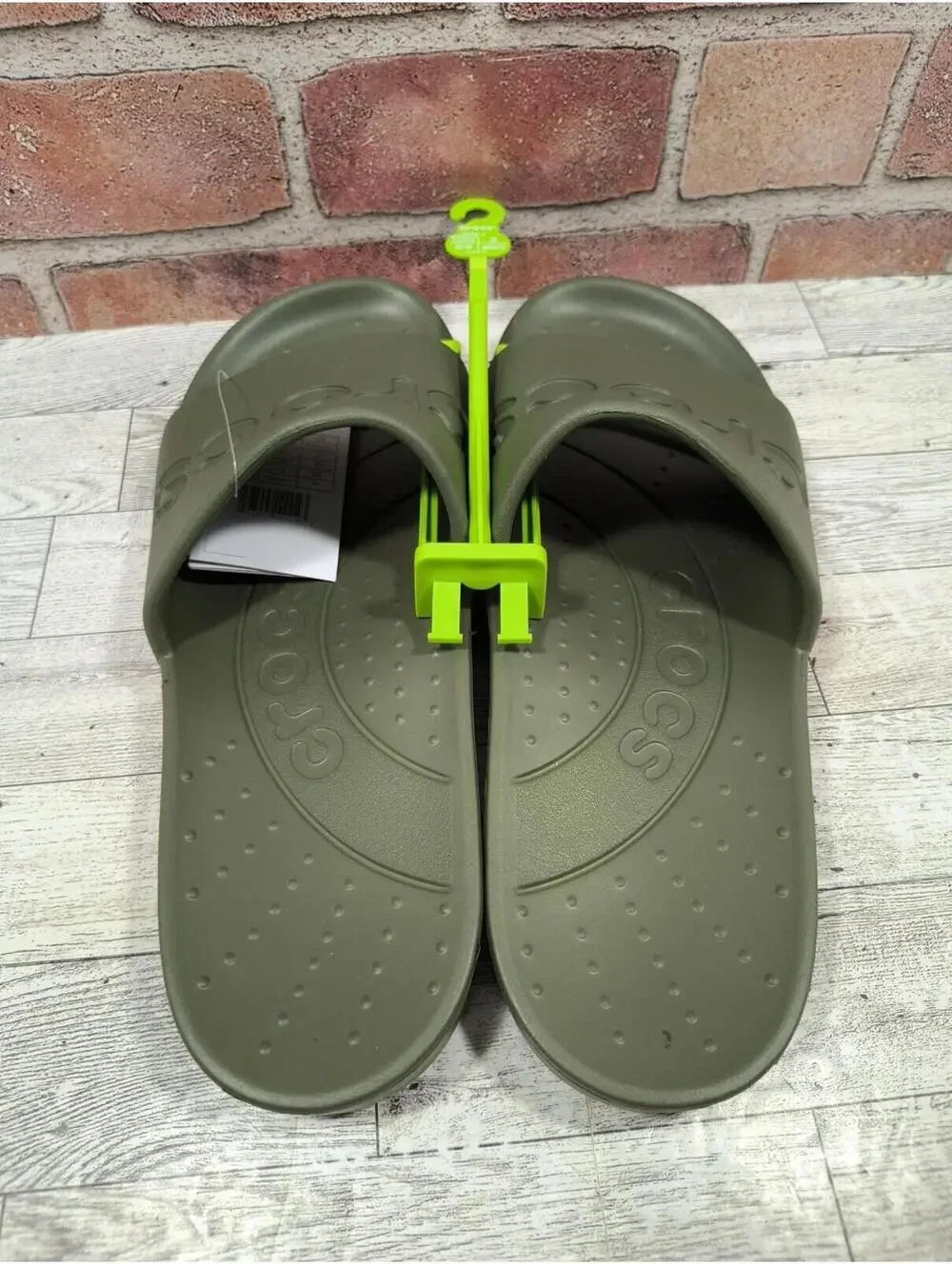 Crocs Essentials Slide Men's 10 Women's 12 Army Green Comfort 210088-309 NWT